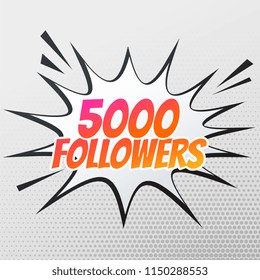 5000 follower success template in comic style