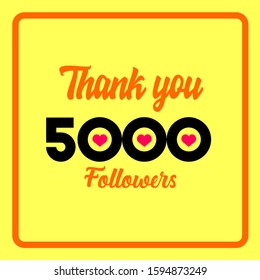 5000 followers banner thank you card for social media content flat design