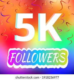 5000 followers celebration card poster blog illustration colored background greeting banner