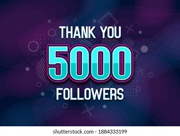 5000 followers. Poster for social network and followers. Vector template for your design.
