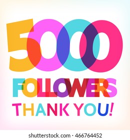 "5000 followers thank you!" card for your followers milestone. Vector card. 