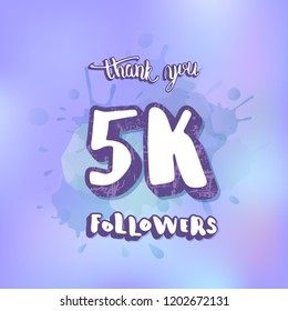 5000 followers thank you social media template. Banner for internet networks.  5K subscribers congratulation post. Vector illustration. 