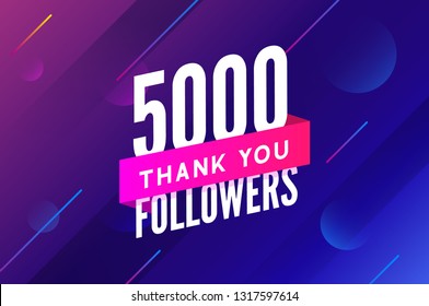 5000 Followers Vector. Greeting Social Card Thank You Followers. Congratulations 5k Follower Design Template.