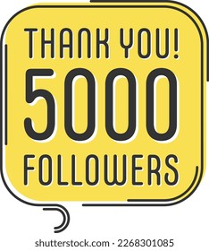 5000 followers vector. Greeting social card thank you followers. Congratulations follower design template