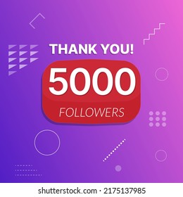 5000 followers vector post celebration. Five thousand subscribers followers thank you congratulation