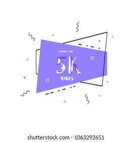 5000 likes thank you card. Template for social media. Vector illustration.