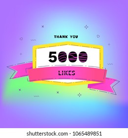 5000 likes thank you card. Template for social media. Vector illustration.