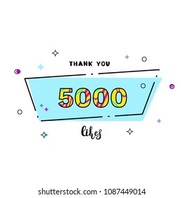 5000 likes thank you card. Template for social media. Vector illustration.
