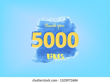 5000 likes thank you post. Greeting card with watercolor element for social networks. Template for social media. Vector illustration.