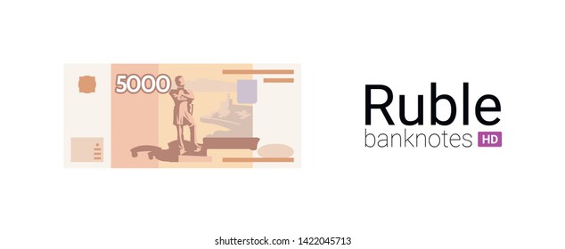 5000 rubles money of Russia.Real banknote illustration. Flat design. The most popular Russian banknote in vector graphic.