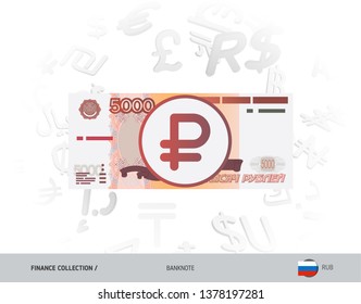 5000 Russian Ruble banknote. Flat style vector illustration isolated on currency background. Finance concept.