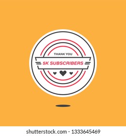 5000 subscribers 5k subscribers vintage badge logo vector social media content with modern design style