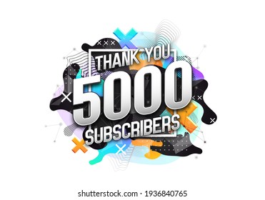 5000 subscribers. Poster for social network and followers. Vector template for your design.