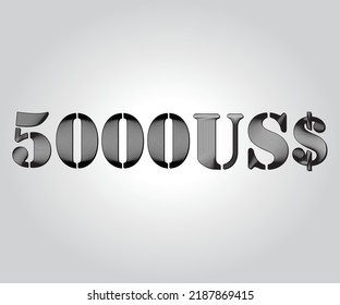 5000 US $ numeric guilloches design used gift cheque and money