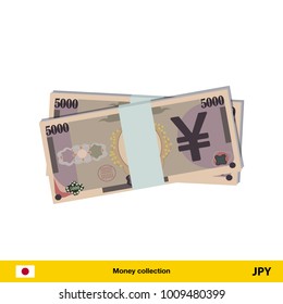 5000 Yen banknote. Yen banknote vector illustration.