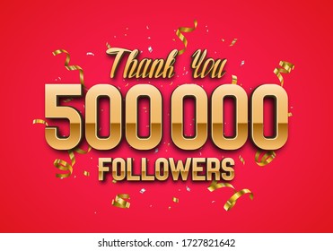500000 followers. Poster for social network and followers. Vector template for your design.