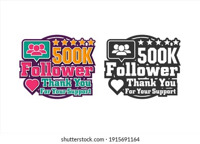 500K follower thank you design premium logo