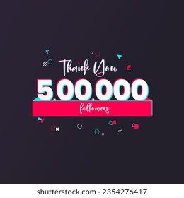 500K followers banner for social media followers and subscribers. Thank you 500 thousand  followers vector template for network, social media friends and subscribers.