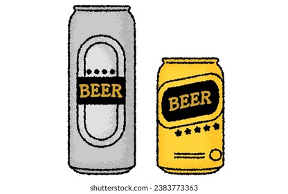 500ml and 350ml can of beer with hand-drawn, analog touch, Vector Illustration