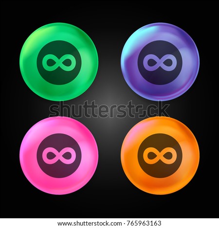 500px logo crystal ball design icon in green - blue - pink and orange.