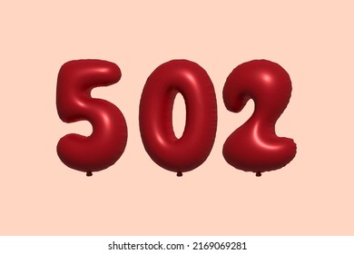 502 3d number balloon made of realistic metallic air balloon 3d rendering. 3D Red helium balloons for sale decoration Party Birthday, Celebrate anniversary, Wedding Holiday. Vector illustration