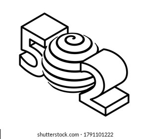 502 connection error Bad Gateway. Mistake message. Isometric style. Outline letters isolated on white background