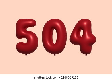 504 3d number balloon made of realistic metallic air balloon 3d rendering. 3D Red helium balloons for sale decoration Party Birthday, Celebrate anniversary, Wedding Holiday. Vector illustration
