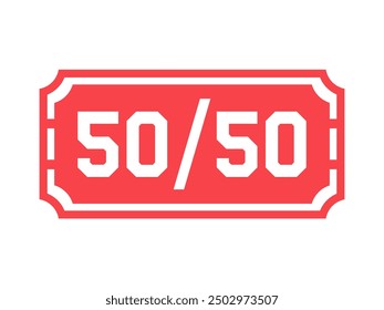 50-50 raffle ticket icon. Clipart image isolated on white background