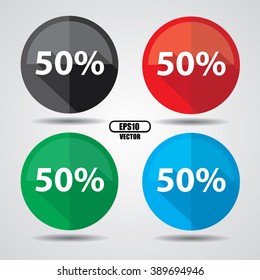 50%,Button, label and sign - Vector illustration