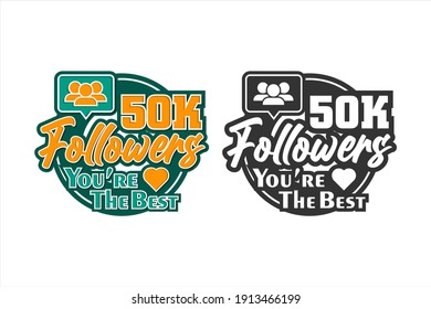 50K follower thank you design premium logo
