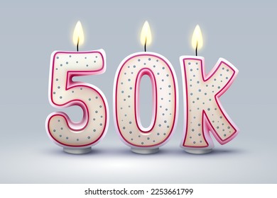 50k followers of online users, congratulatory candles in the form of numbers