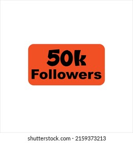 50k seguidores Vector naranja, icono, sello, ilustración de logotipo