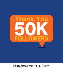 50k Followers Template for Celebrating in Online Social Media Networks Vector Illustration. 