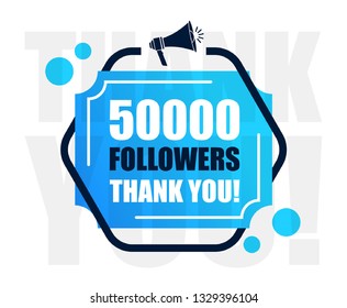 50k Followers Thank You Sign. Vector Illustration