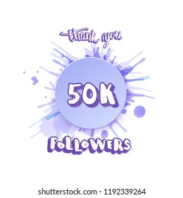 50K followers thank you social media template. Banner for internet networks.  50000 subscribers congratulation post. Vector illustration. 
