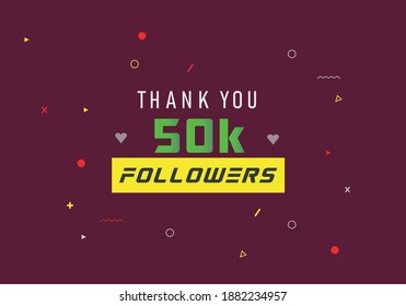 50k followers thank you. thank you 50k followers template. celebration 50k subscribers template for social media. 50000 followers thank you