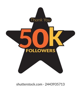 50k followers vector logo design icon vector. Thanks for 50k followers.