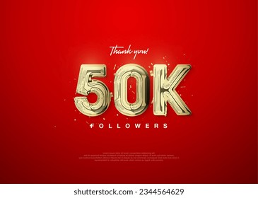 50k gold number, thanks for followers. posters, social media post banners. Premium vector background for achievement celebration design.