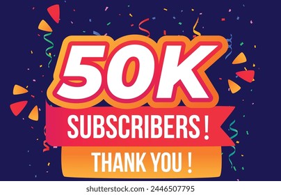 50K subscribers, 50000 subscribers thank you. celebration modern colorful design