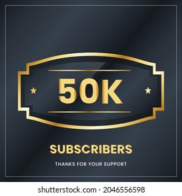  50k subscribers, Thank you subscribers banner, card, vector illustration design.