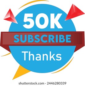 50k subscribers vector post 50k celebration. 50k subscribers followers thank you congratulation. svg