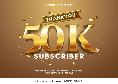 50K subscribers vector text effect banner