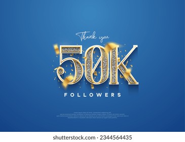 50k thank you followers, elegant design for social media post banner poster. Premium vector background for achievement celebration design.