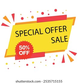 50%off discount promotion sale, Template for products advertising, web banners, leaflets, certificates and postcards. Vector  banner, Special offer limited time