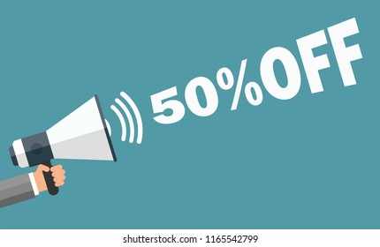 50%OFF in a flat style