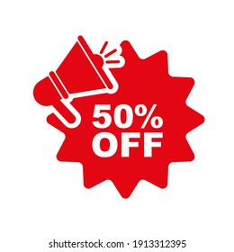 50%off sign on white background
