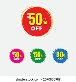 up to 50%off tag design deferent colors 4 template vector illustration  