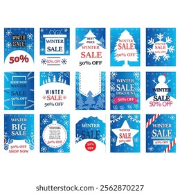 50%off winter sale vector offer banner