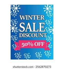 50%off winter sale vector offer banner