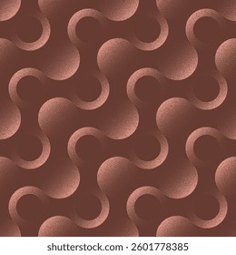 50s 60s Retro Styled Circles Seamless Pattern Trend Dot Work Vector Brown Abstract Background. Tilted Grid from Circles Halftone Art Illustration for Textile Print. Endless Abstraction for Home Decor